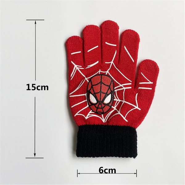 Spiderman Kids Full Finger Handskar Utomhus Varm Vinter Stickad Thermal Vantar Presenter A