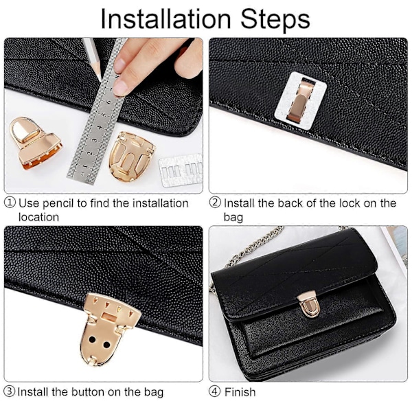 Väskspänne Lås Metall Plånbok Spännen Fästen Handväska Förslutningar Spänne Plånbok för Läder Väska DIY Hantverk Plånböcker Handväskor Tillverkning 10 Stycken (Guld) (LGL)