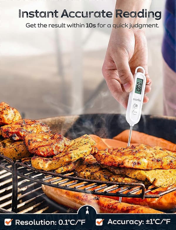 Hurtig Aflæsning Kødtermometer, LCD Display 14 cm Lang Probe (LGL)
