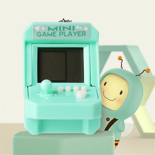Mini Arcade Game Machine 26 spil Rygsæk vedhæng nøglering til børn Gaver[GL] Green 2Pcs