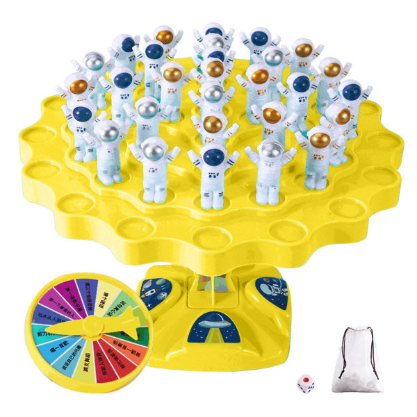 Haloppe 1 Set Interactive Astronaut Balance Game Fun Early Education Desktop Smooth Space Puzzle Toy[GL] Yellow
