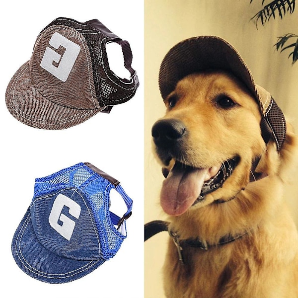 Hundehat Hund Solhat Hund Baseball Cap Sport Cap Hat Udendørs Hat Solbeskyttelse Hundehat Med Ørehuller Justerbar Åndbar [GGL] Brown L