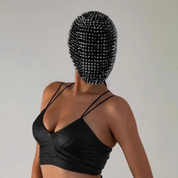 Besat Spikes Fuld Ansigt Juvel Margiela Ansigtsdækning Halloween Cosplay Sjov Maske (LGL)