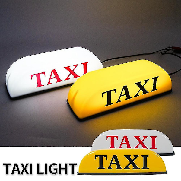 12v Taxi-skiltlampe med magnet Taxi LED-lys Taxi-taklampe Taxi-indikatorskilt Hvit-yvan [LGL]