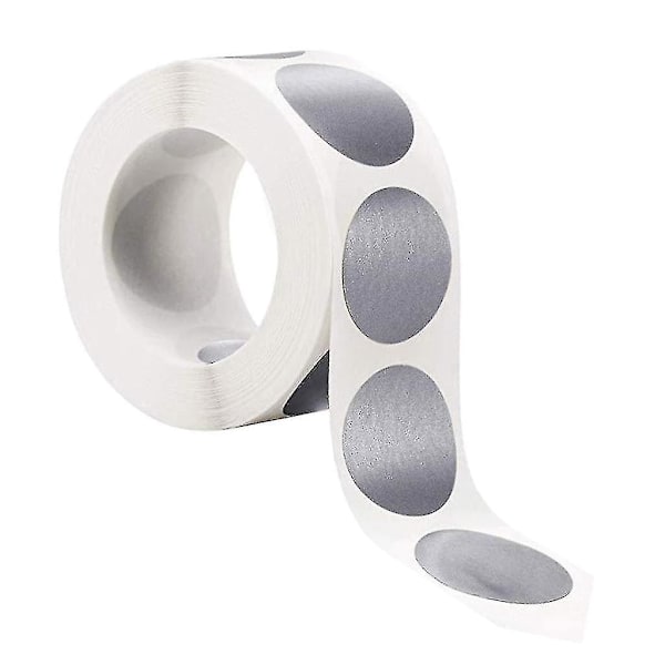 300 stk/rull Skrapelodd Runde Sølv Klistremerker 2,5 cm Størrelse God Premium (LGL)