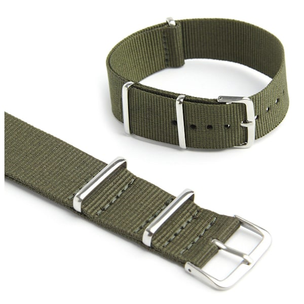 2x Klockarmband Militär Nylon Canvas Dykare G10 Herr Färg: Grön Bredd: 18mm Army Green