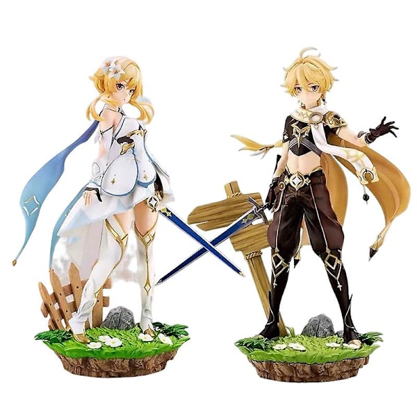 Genshin Impact Lumine Aether Anime Figur Figur Actionfigur 27cm PVC Staty Leksak Samlarobjekt Modell Dekoration Julgåva 21cm Lumine no box