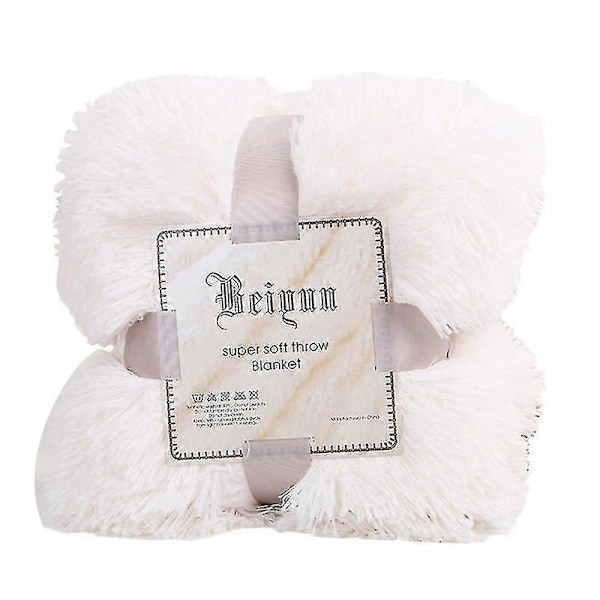 80x120cm Blød Fluffy Shaggy Varm Senge Sofa Sengetæppe Sengetøj Lagen Kastetæppe Qinhai-Høj Kvalitet LGL Creamy White