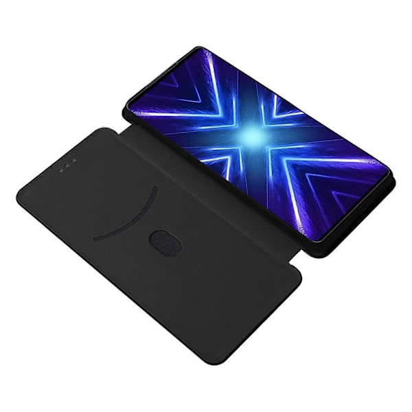 Til HTC U24 Pro 5G Etui Stativ Kortholder Læder Telefon Cover Kulfiber Tekstur LGL Multicolor Style E