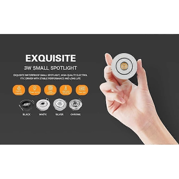 Mini 3W LED Downlights Forsænkede Små Loftspots, 3000K + Driver (LGL)