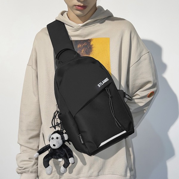 Ny brysttaske skuldertaske studentermode sports lille rygsæk dame crossbody taske Sort (LGL) Black NO pendant