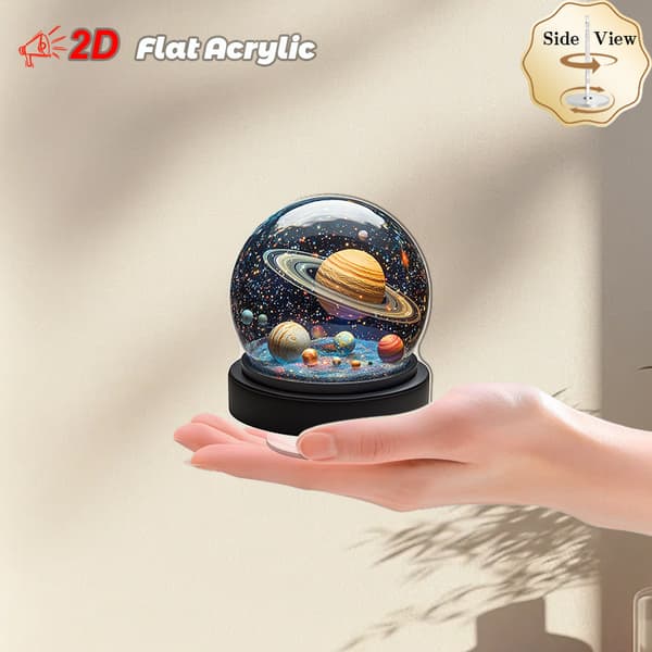 2D Flat - [2D Flat] 1 stk. Roterende solsystem akryl planetarium for skrivebord | 2D Flat rom-tema display med Jupiter, planeter og stjerner | (LGL) A-*57/*4