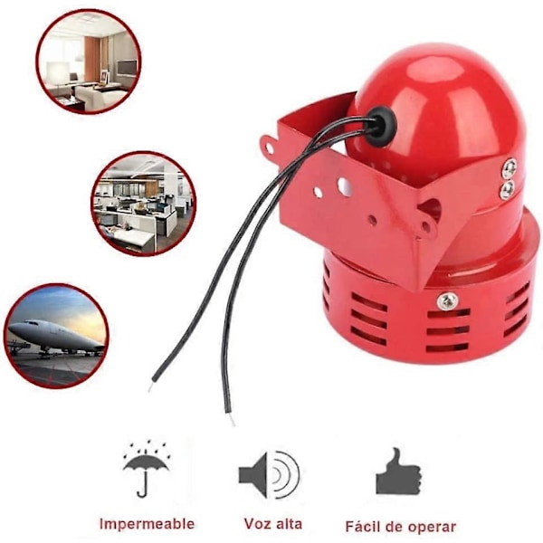 220V 120dB Trådbunden Mini Siren, Röd Metall Motorlarm Industriellt Ljud Elektronisk Inbrottsskydd för Hemsäkerhet, MS-190 (LGL)