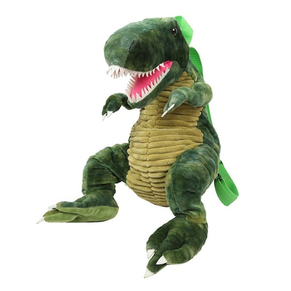 Mode förälder-barn 3D dinosaurieryggsäck Söt djur Tecknad plysch ryggsäck Dinosaurier Väska för barn Barngåvor Green