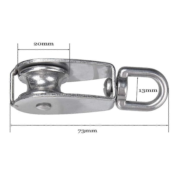 M20 enkelt sølv pulley gruppe 304 rustfrit stål enkelt hjul wire reb trækkraft trolley kran roterende krog løfte pulley (LGL)