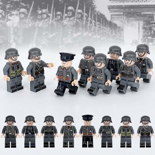 Otte tyske hær WW2-karakterer Små partikelbyggestenslegetøj