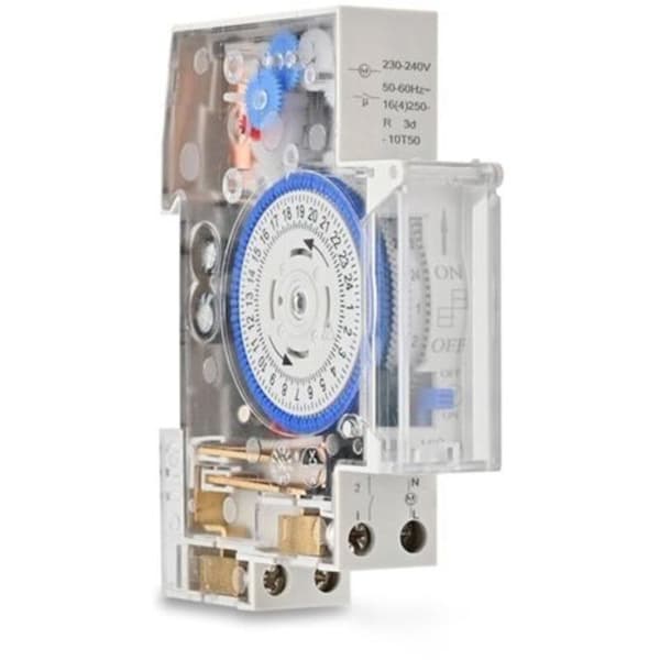 SUL180A 24-timers mekanisk tidsrelæ til DIN-skinnemontering, programmerbar analog elektrisk timer, 220V 16A batteri (LGL)