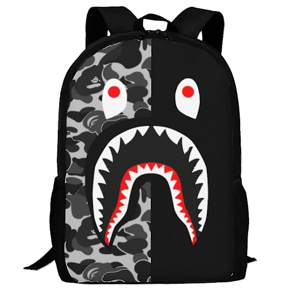 BAPE Camo Shark Backpack College Bookbag Casual Laptop Daypack For School Travel-FDC215