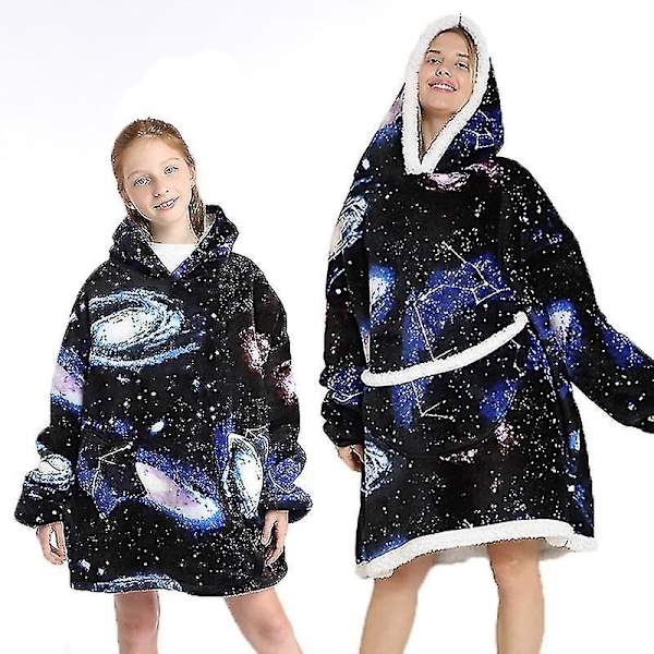 Vintertæppe Plys Fleece Familie Matchende Hættetrøje Pige Sweatshirt Avocado Hjemmetøj LGL Milky Way MenSize