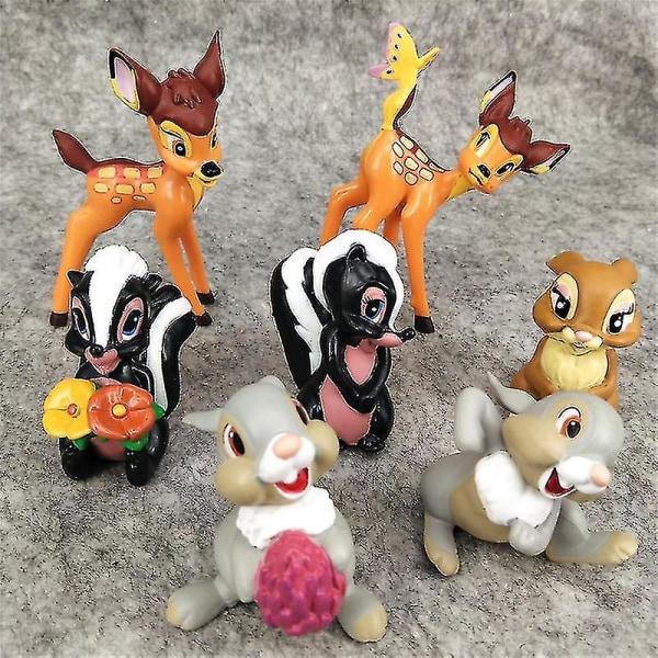 7 st Cartoon Bambi Deer Toys PVC Actionfigurer Kanin Figur Squirrle Modell Anime Dockor Presenter För Barn[GL]