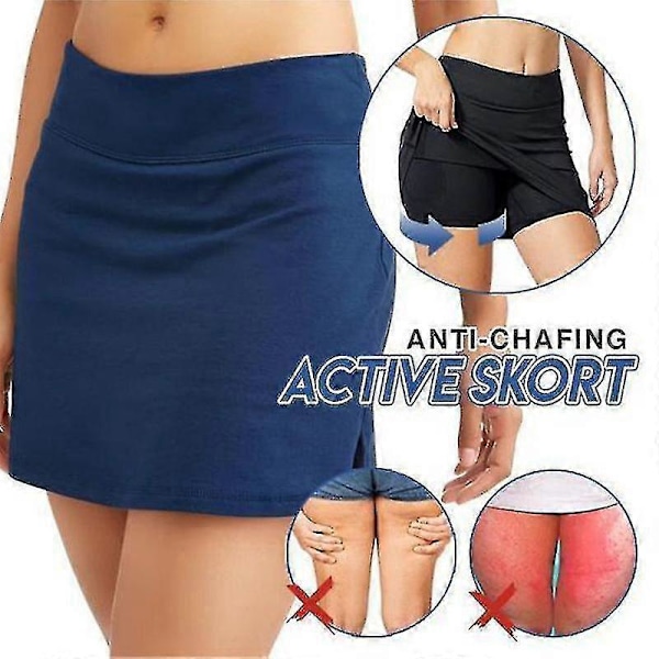 Anti-gnidnings Active Skorts Superbløde Komfortable Dame Atletiske Letvægts Nederdele Med Shorts LGL Black L