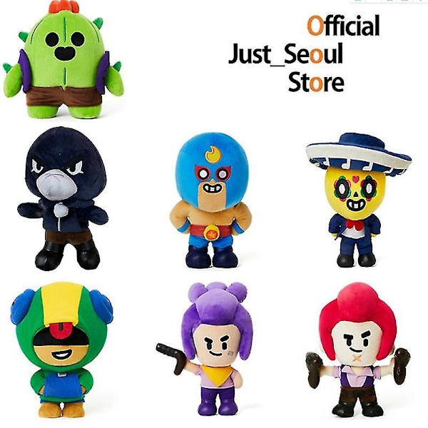 Plush Doll Toy Brawl Stars Mobile Game Wilderness Fighting Standing Card [LGL] Blue Green 1pc