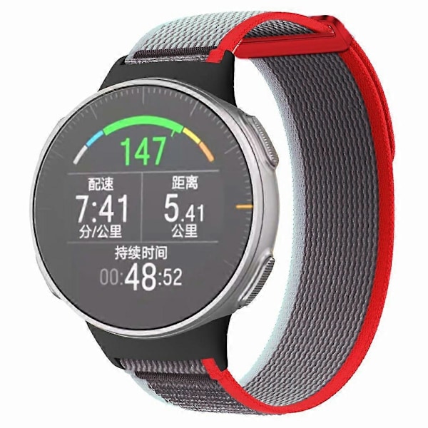 Til Polar Vantage Urrem Nylon Loop Justerbar Håndledsrem LGL Red Grey