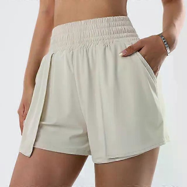 Sportsshorts for kvinner Biker Shorts Dame Fitness Yoga Shorts LGL Beige M