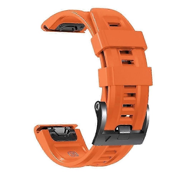 For Garmin Tactix 7 Pro/Fenix 7X/Fenix 6X Pro Silikonrem 26mm Armbånd med Svart Spenne (Oransje) (LGL)