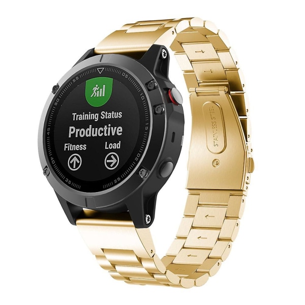 For Garmin Fenix 5s 20mm Tri-Bead Rustfritt Stål Stålklokkebånd (Svart) [LGL] Golden