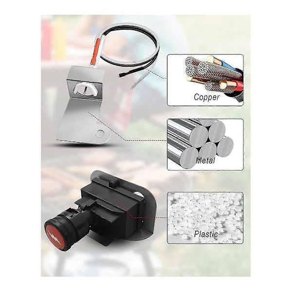 63788 Tennersett for Q320 2008 & Q3200 2014 Serie Gassgriller 80452 60092 Trykknapptenning, Gri LGL As Shown