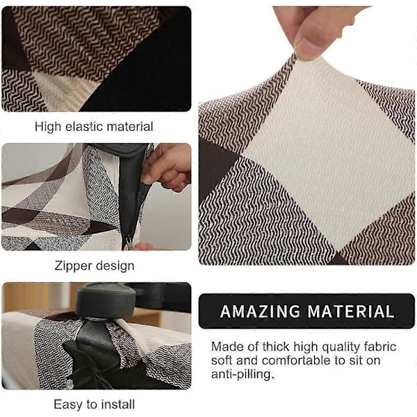 Kontorsstolskydd Universellt Stretch Mikrofiber Tvättbart Kontorsstolskydd Tryckta Stretch Fåtöljöverdrag Bekväm Chefsstol (LGL)