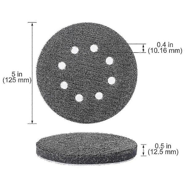 6 stk. 5 tommer (125 mm) 8-hullers blød svampeinterfacepad til slibepuder og velcro-slibeskiver Fo LGL