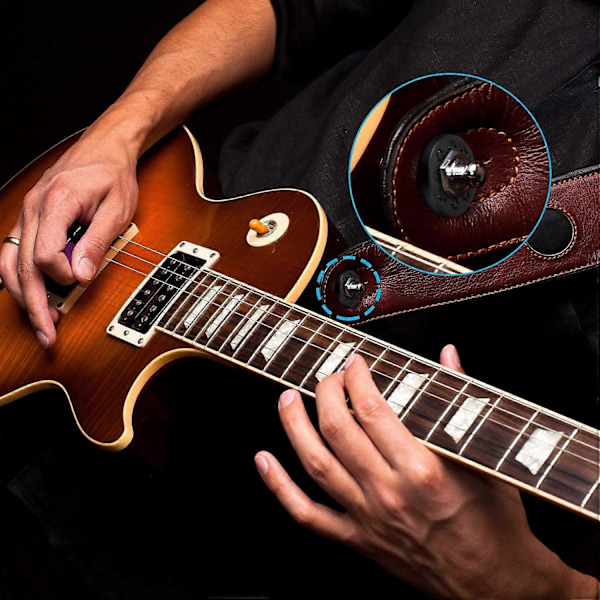 12 stk. Guitarrem Låse Silikone Rem Låse Gummi Guitarrem Blokke Guitarbeskytter (Sort) (LGL)