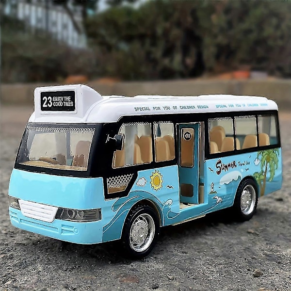 Simulaatio Kaupunkibussimalli Lelu Mittakaava Lentokenttäautot Pojille Vedä Taakse Sininen Leikkiajoneuvo Äänellä ja Valolla (LGL)