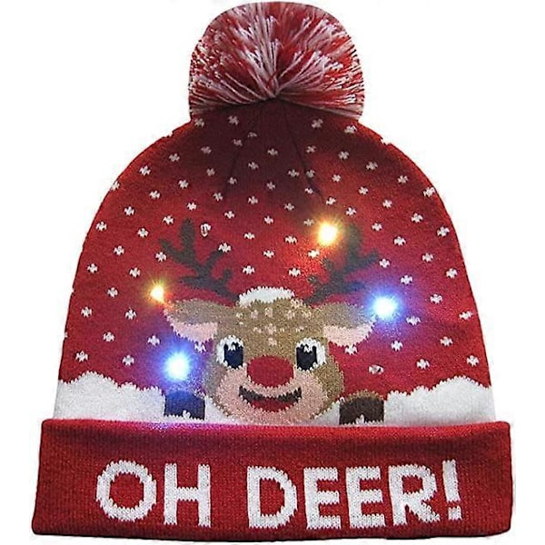 LED Lysende Strikket Grim Jule Sweater Julehat (LGL)