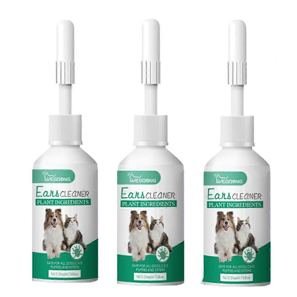 20ML Øredråber til Kæledyr Fjerner Øremider Forbedrer Hørelsen Let at Bruge Effektiv Kat Hunde Ørerenser Kæledyrsartikler LGL 3 pcs