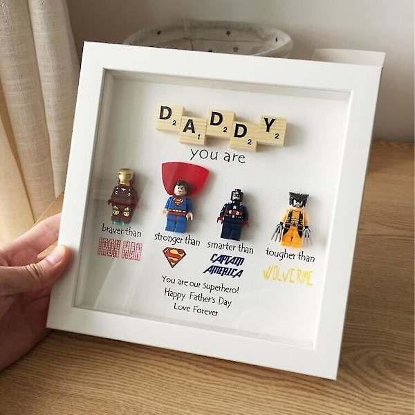 Superhjälte Fotoram Väggkonst Retro Tecknad Figur Familjedekoration LGL White Family 4