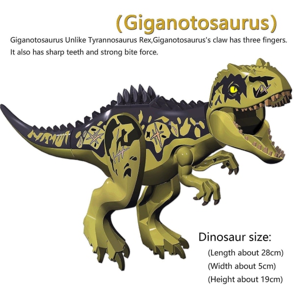 Jurassic Dinosaur World Giganotosaurus Monterte byggeklosser Dyrelker Figurer Barn Jul Bursdagsgaver