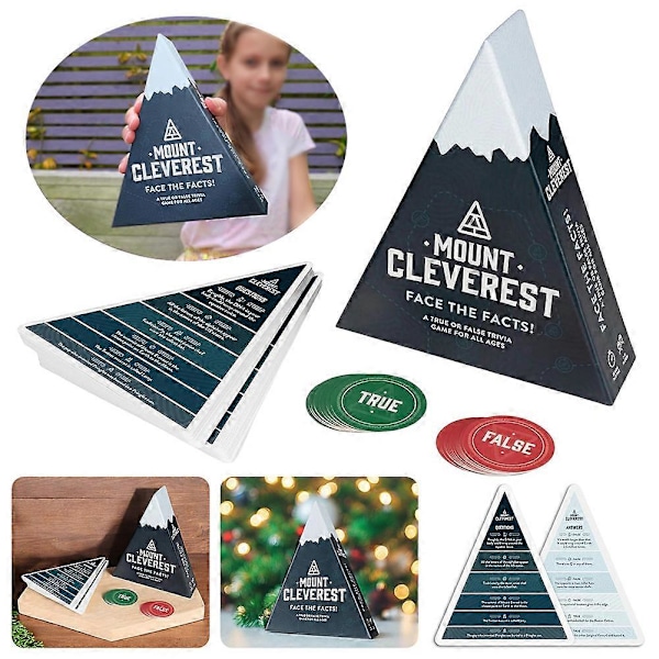 Mount Cleverest Sant eller Falskt Trivia Spel - Roligt Julkortsspel för Fester, Resor och Julstrumpa