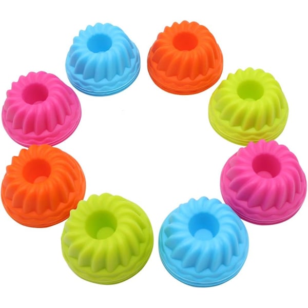 Silikone Bageforme, 24-pak Mini Silikone Bageforme til Kager, Non-Stick Muffinsforme, BPA-fri Elegante Dessertskåle - Gelé og Muffins (LGL)