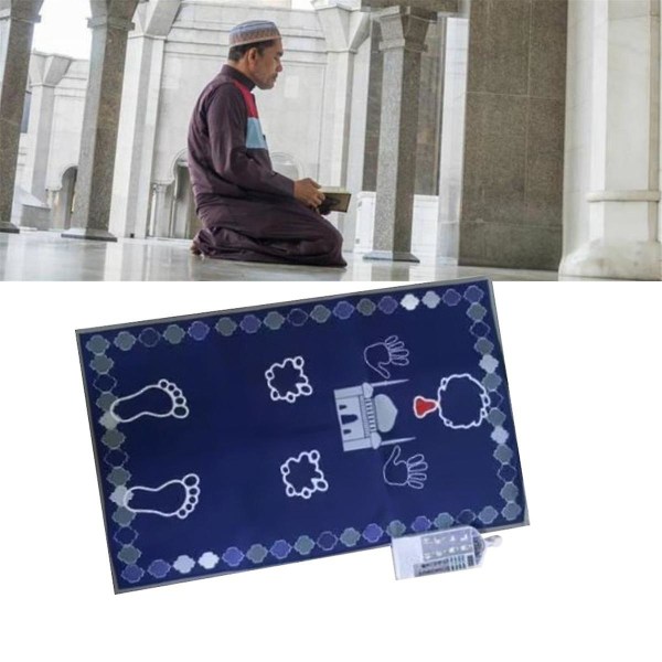 110x70cm muslimien rukousmatto Lapsi interaktiivinen älykäs rukousmatto palvontamatto Ele Black Purple