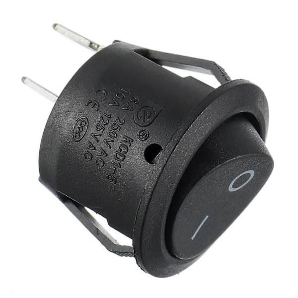 Förpackning med 10 Svarta Runda Vippströmbrytare På/Av 2 Stift AC 6A (250V) 10A (125V) SPST Knapp för Bil Båt Lastbil (LGL)