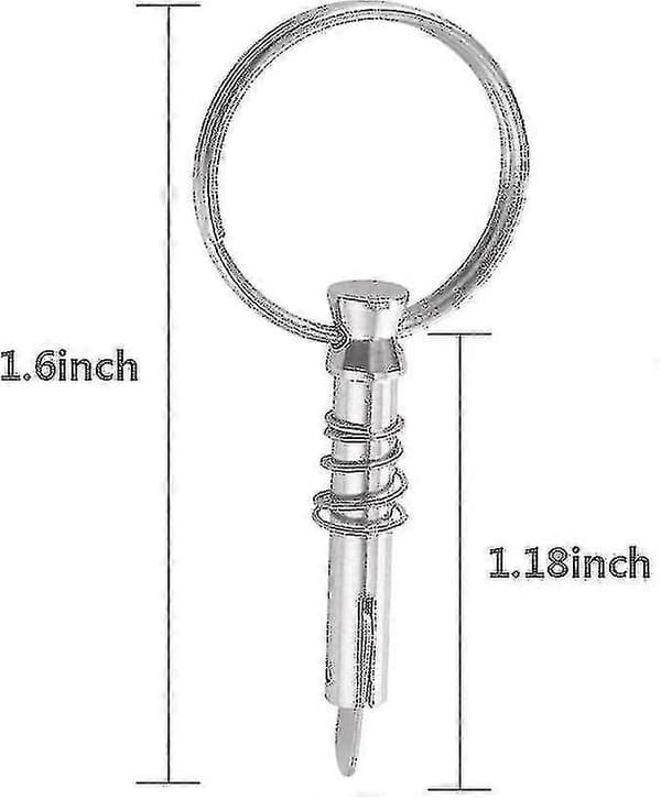 4 stk. 316 rustfrit stål Quick Release Pin Bådpinde m/drop Cam & 1/4\" X 1\" Grip Lanyard (LGL)