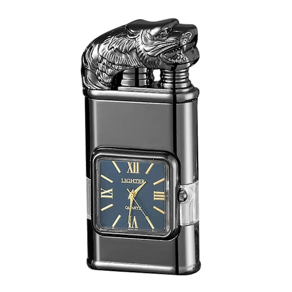 Personlig preget lighter med klokke Lett bærbar lighter Gave til jubileum LGL Black Tiger