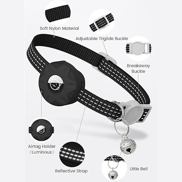 Airtag Katt Halsband, Kattunge Halsband Brytsäkert Airtag Katt GPS Halsband Med Airtag Hållare Och Bjällra För Flickor Pojkar Katter Valpar LGL pink 1pcs