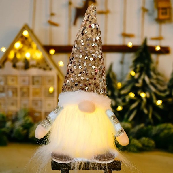 45cm Christmas Doll Elf Gnome with Led Light Christmas Decorations for Home Xmas Navidad New Year 2023 Children's Gifts