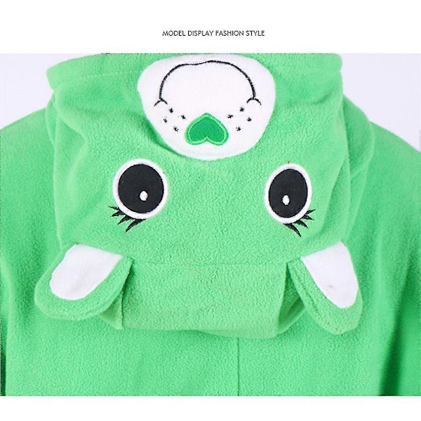 Tecknad Björn Onesie Pyjamas För Vuxna - Cosplay Kostym För Halloween - Mjuka Fleece Hemmakläder LGL Green S