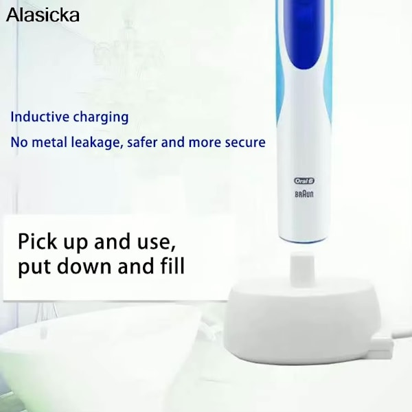 Oplader med tandbørsteholder kompatibel med Oral B elektriske tandbørster (LGL)