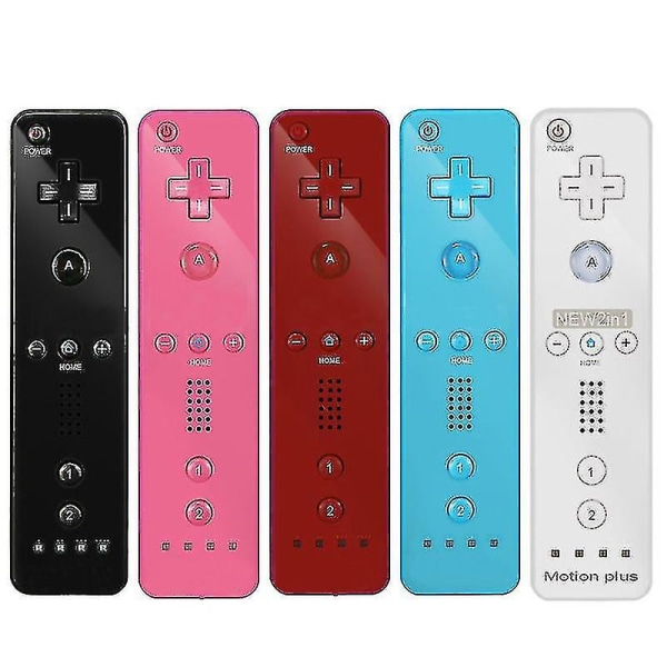 Wii Game-fjernkontroll innebygd Motion Plus Joystick Joypad kompatibel med Nintendo Pink Pink